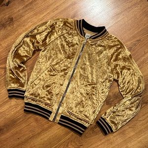 Golden Velour Bomber Jacket Small